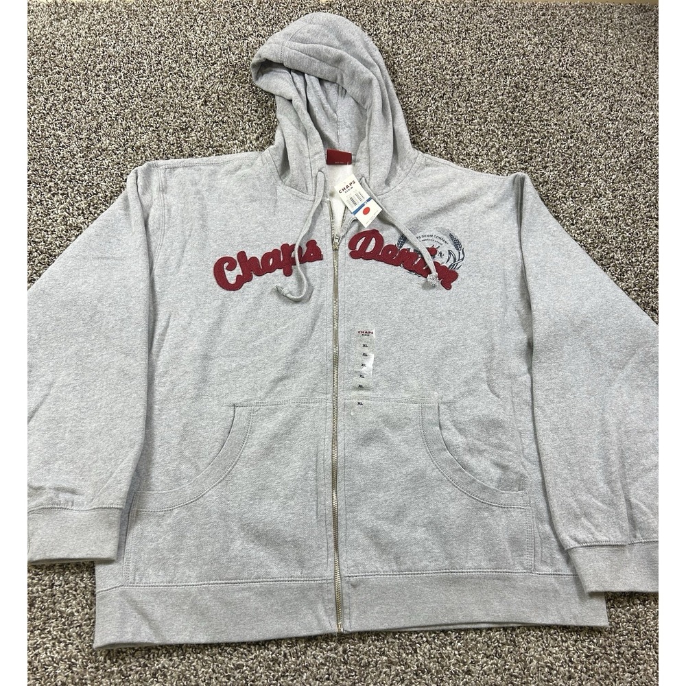 NOS Chaps Denim Gray Full Zip Hoodie Size XL